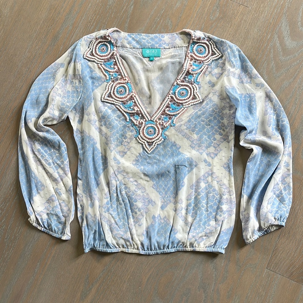 TAJ by Sabrina Crippa silk beaded blouse